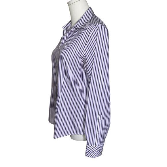 Brooks Brothers Purple White Striped Button Up Shirt Tailored Fit 8P 100% Cotton - Picture 2 of 5
